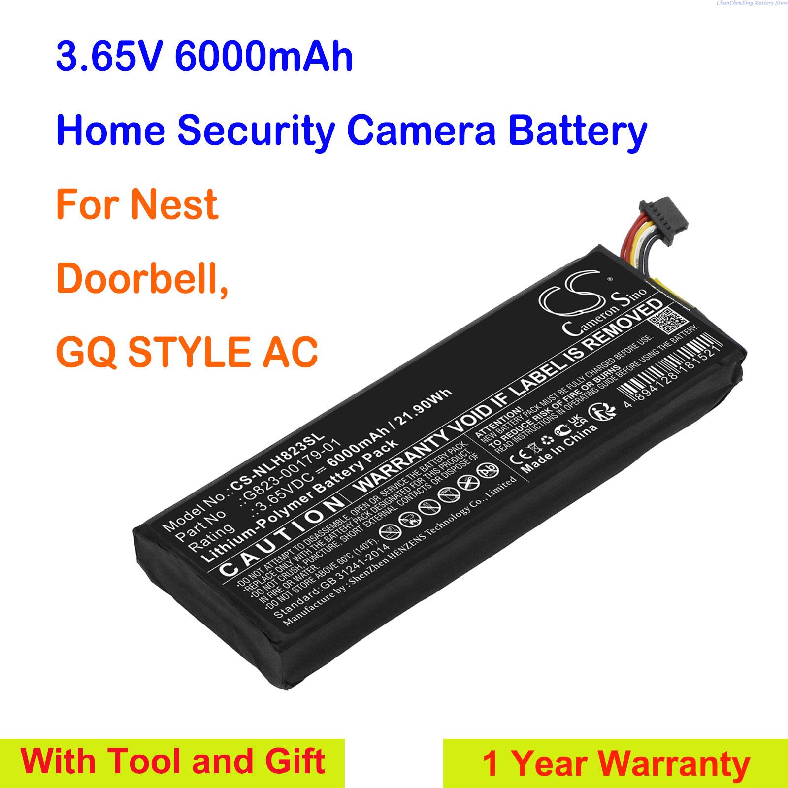 Home Security Doorbell Camera - Cameron sino-ホームセキュリティカメラ用バッテリー,6000mah,ドアベル,gqスタイル