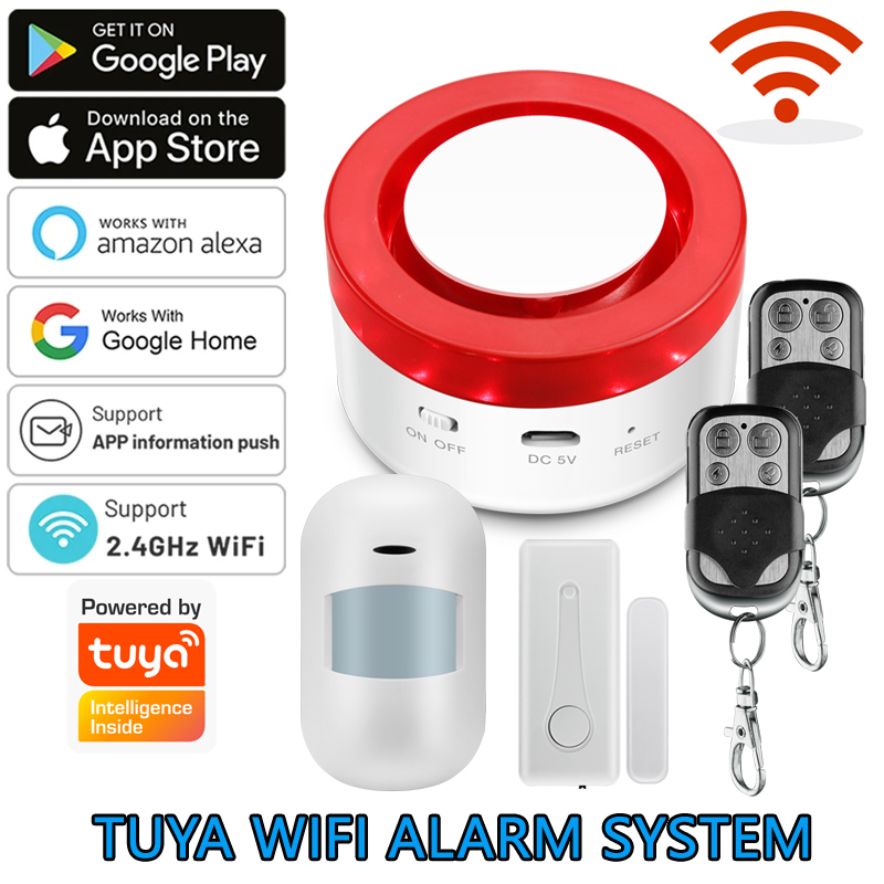 Home Security System Installation - ワイヤレスホームセキュリティアラームシステム,盗難防止,スマートライフアプリによる制御,Tuya,120db,433mhz,wi-fi