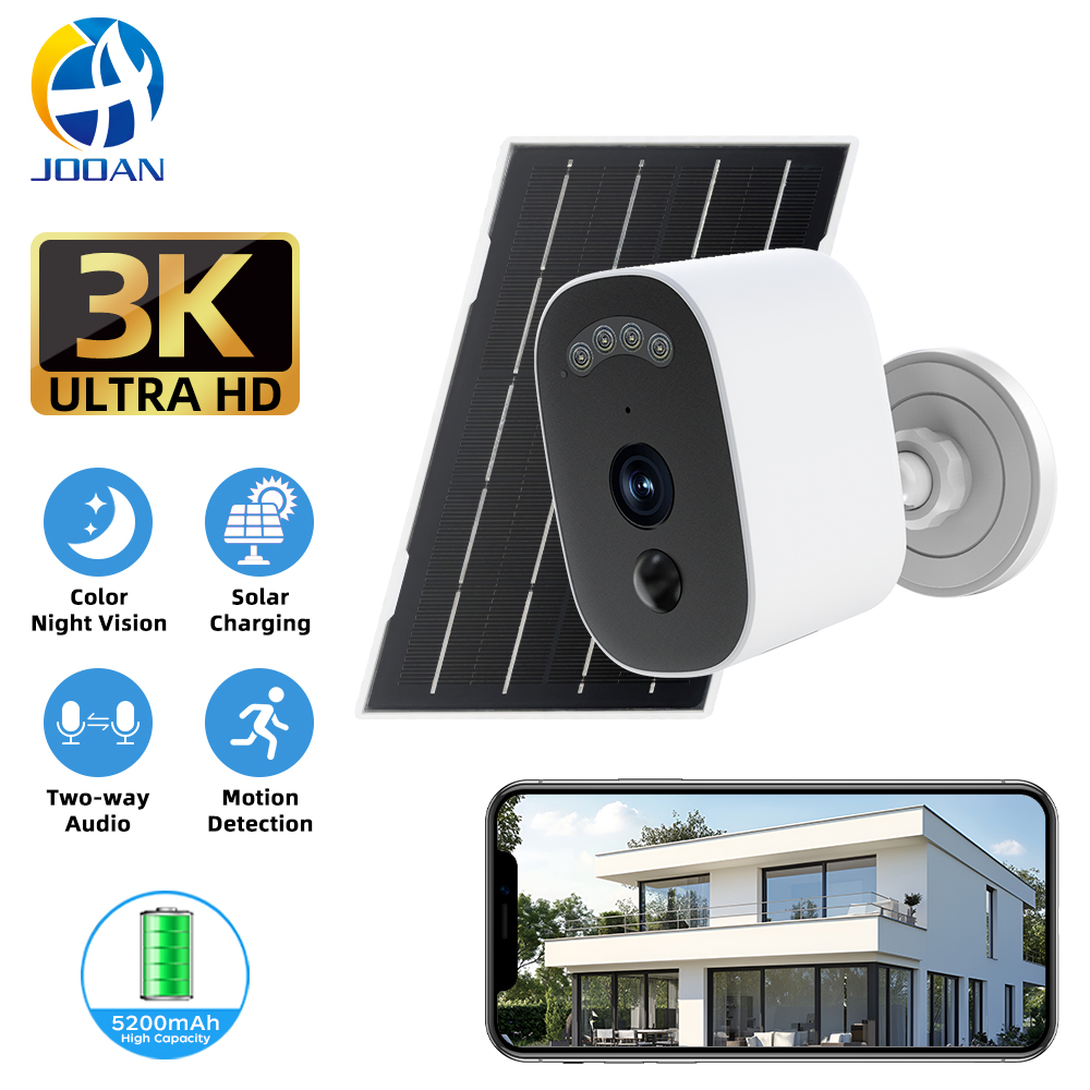 Home Security No Wifi Needed - Jooan 3K HD ソーラーセキュリティカメラ屋外ワイヤレスバッテリー駆動 IP カメラ人間検出ホーム監視保護