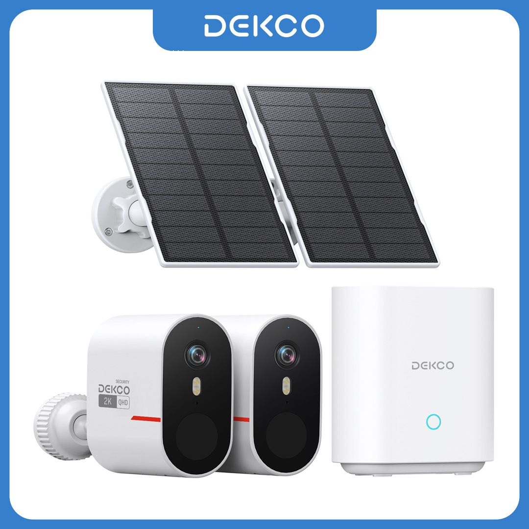 Home Security With Monitoring - Dekco 3MP WiFiソーラーカメラシステム 2台セット 屋外ワイヤレスホームセキュリティカメラセット カラーナイトビジョン