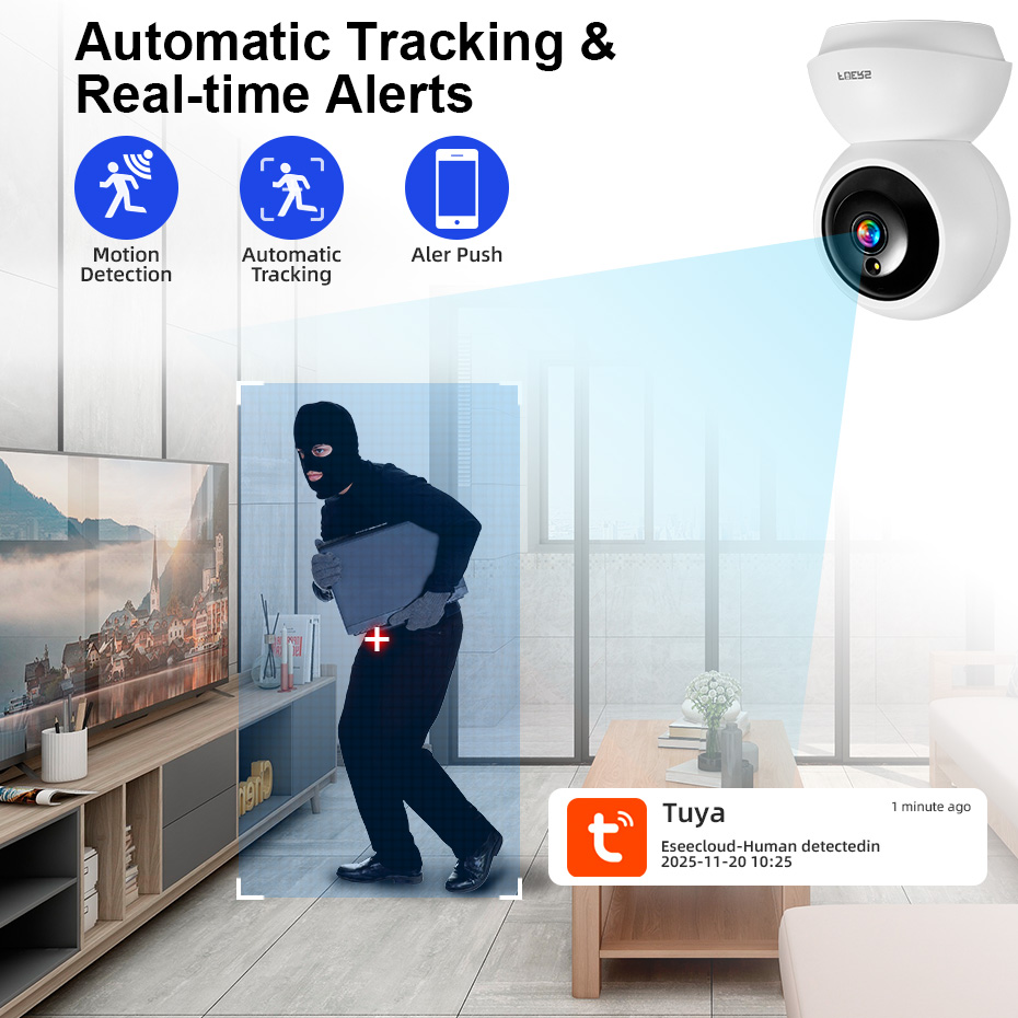 Home Security Lidar - FUERS 5MP HD屋内セキュリティWIFIカメラ、ベビーモニター、犬用カメラ、動体検知、Tuyaスマートホーム、Alexa対応