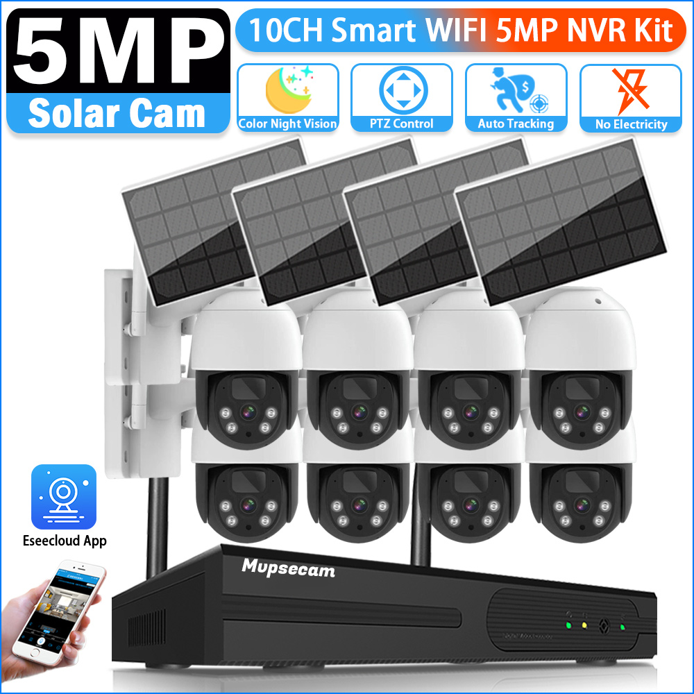 Camera Solar Wireless - 5MP 16CH ワイヤレス NVR セキュリティ WIFI