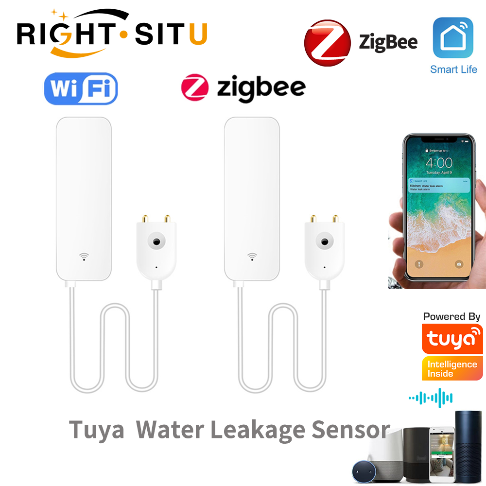 Home Security Device - Tuya WiFi 漏水センサー、漏水検知器、Smartlife APP 通知アラート、漏水警報ホームセキュリティ水洪水センサー