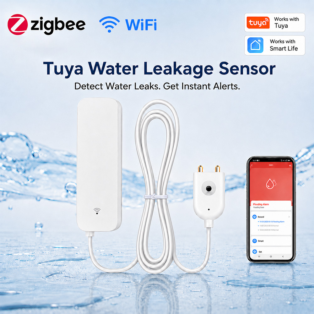 Home Security Device - ZigBee WiFi 水漏れセンサー 洪水漏水警報器 Tuya スマートライフ
