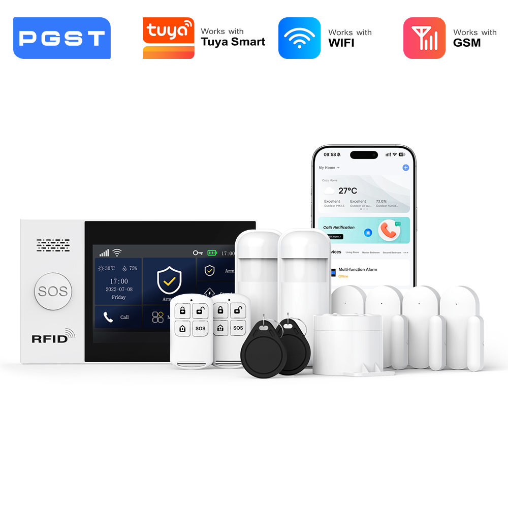 Home Security System Installation - PGST 2G GSM WiFi 警報システムキット ワイヤレスホームセキュリティ保護システムセット