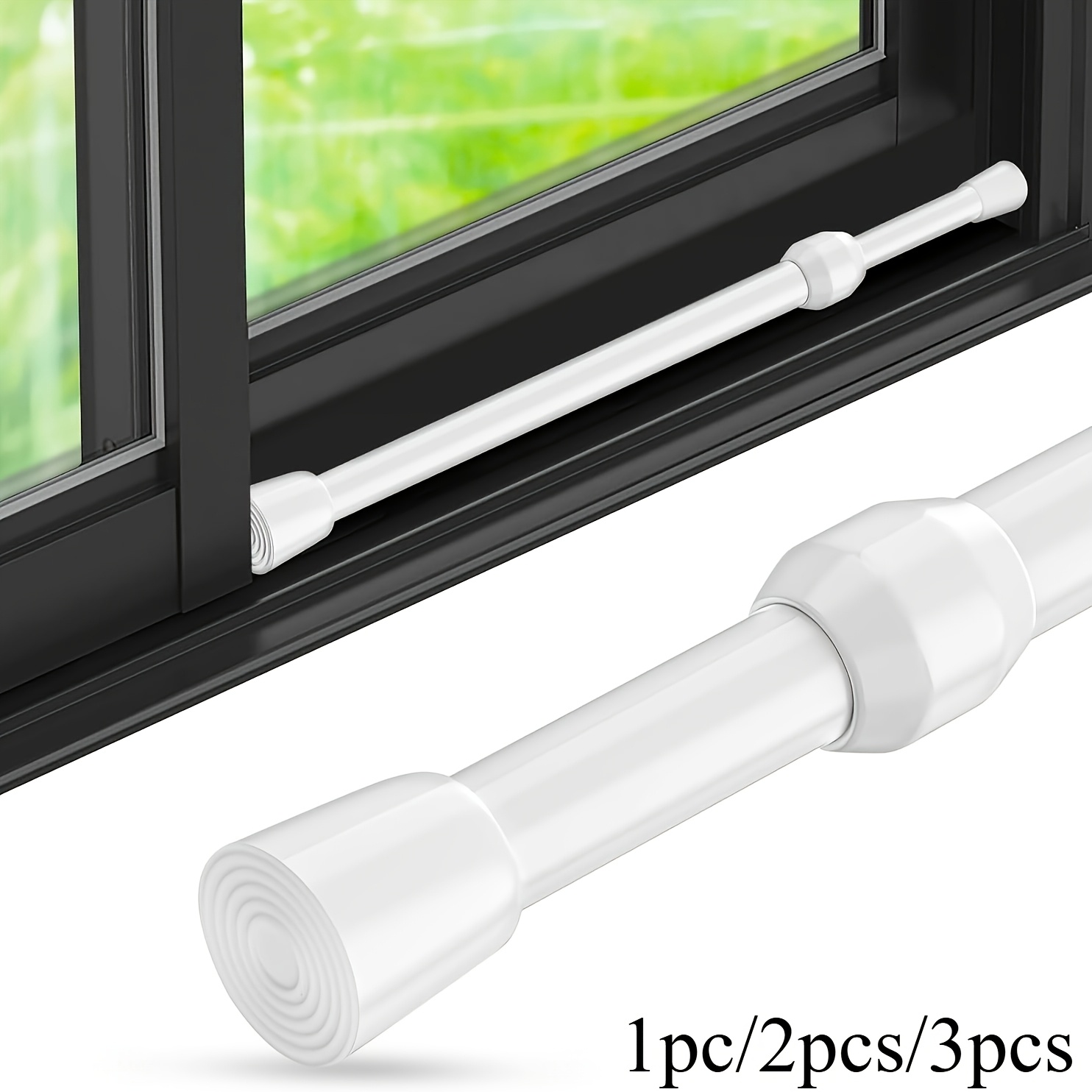 Home Security Bars - 調整可能な安全バー 磨き上げられた金属製の調整可能な窓＆ガラスドア安全バー ゴム製の先端が付いた安全スライドロックスティック