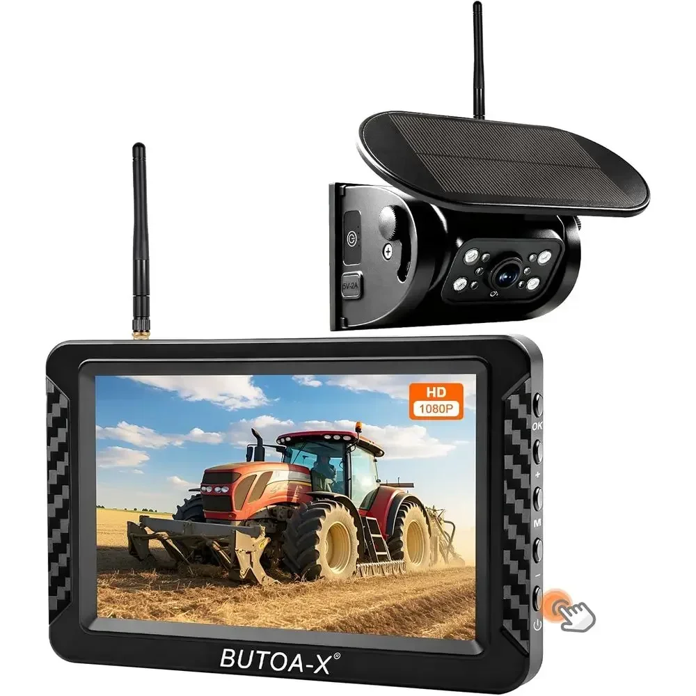 Camera Solar Wireless - X5磁気ソーラーワイヤレスバックアップカメラ、5インチHDモニター付き、RVトラックトレーラー用1分間ゼロインストール、320フィート信号範囲、15000m