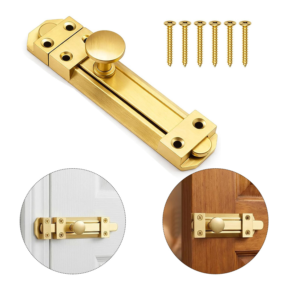 Home Security Locks - 5 インチソリッドブラス引き戸ロックデューティーセキュリティゲートボルトラッチ家庭用バスルームキャビネット食器棚ハードウェア