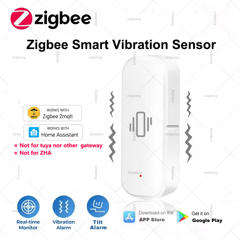 Home Security With Monitoring - Zigbee スマート振動センサーホームセキュリティ保護リアルタイムモニター衝撃警報センサーホームアシスタント Zigbee2MQTT と連携