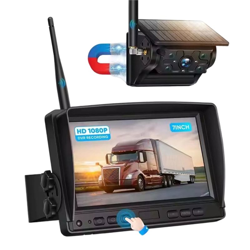 Camera Solar Wireless - ABSYソーラーパワーカーモニター ソーラーパワーカーローダートラクター 7インチディスプレイ 1080P AHDナイトビジョン ビデオビュー