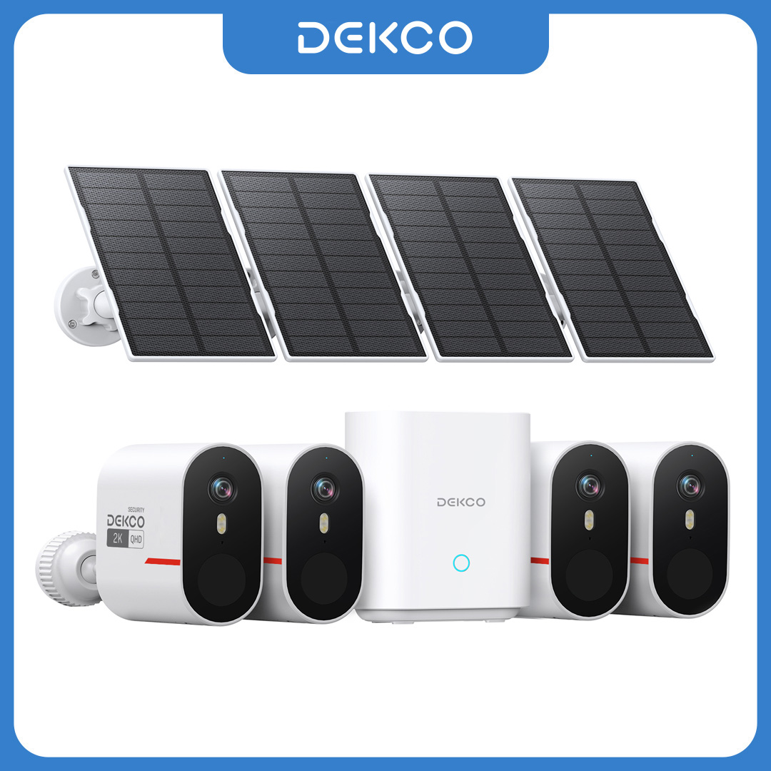 Camera Solar Wireless - Dekco 3MP WiFiソーラーカメラシステム 4カメラキット 屋外ワイヤレスホームセキュリティカメラ カラーナイトビジョン