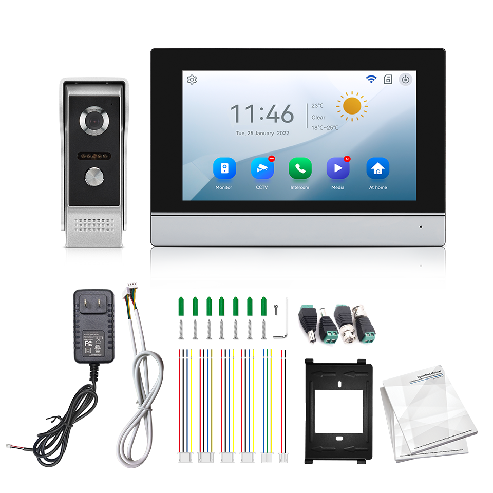 Home Security Doorbell Camera - 7インチIPSスクリーン、2MP、Tuyaリモートコントロール、WIFIドアホンインターホン、ビジュアルドアベル、AHDカメラ対応、ホームセキュリティドアビューア