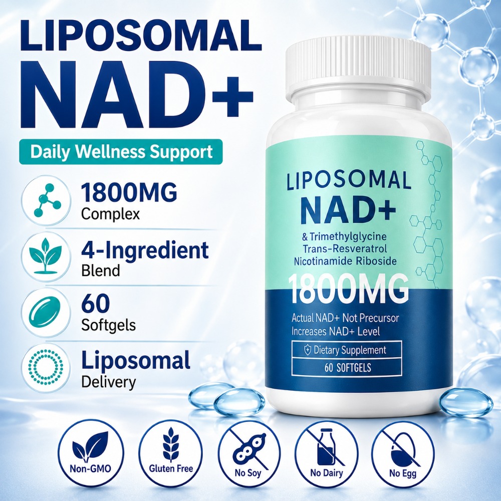 Home Security Companies - リポソーマルNAD+ 1800mg ソフトジェル、ニコチンアミドリボシド、トランス-レスベラトロール＆TMG、エネルギーサポート、非遺伝子組み換え、グルテンフリー、60粒入り