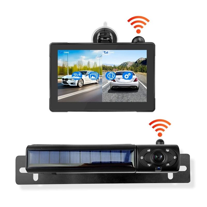 Camera Solar Wireless - A92Zソーラー式ワイヤレスバックアップカメラシステム、5インチHD 1080Pスクリーン、5,000mAhバッテリー搭載、車、トラック、ピックアップトラック、RV、SUV用