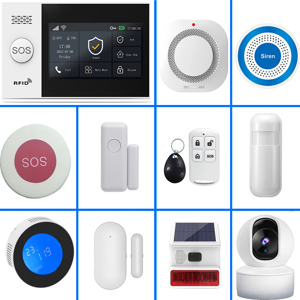 Home Security System Installation - PGST 4G Tuya スマートホーム警報システム、WiFi 433MHz ワイヤレスホームセキュリティ警報コンビネーションセット