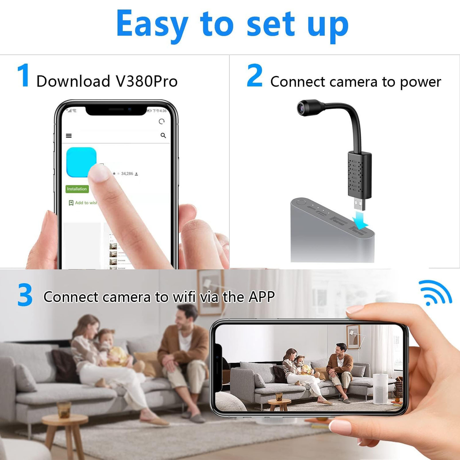 ミニwifiワイヤレスセキュリティカメラ,正確な色再現,家庭 - Home Security No Wifi Needed のレビューと価格