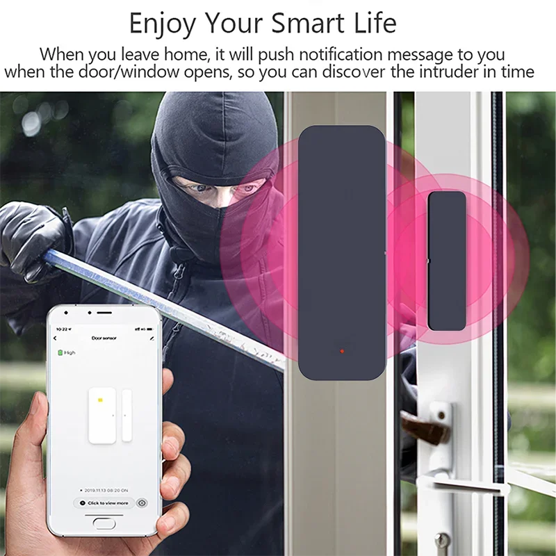 Tuya-磁気ドアセンサーZigbee,窓,エントリーセンサ - Home Security Device のレビューと価格