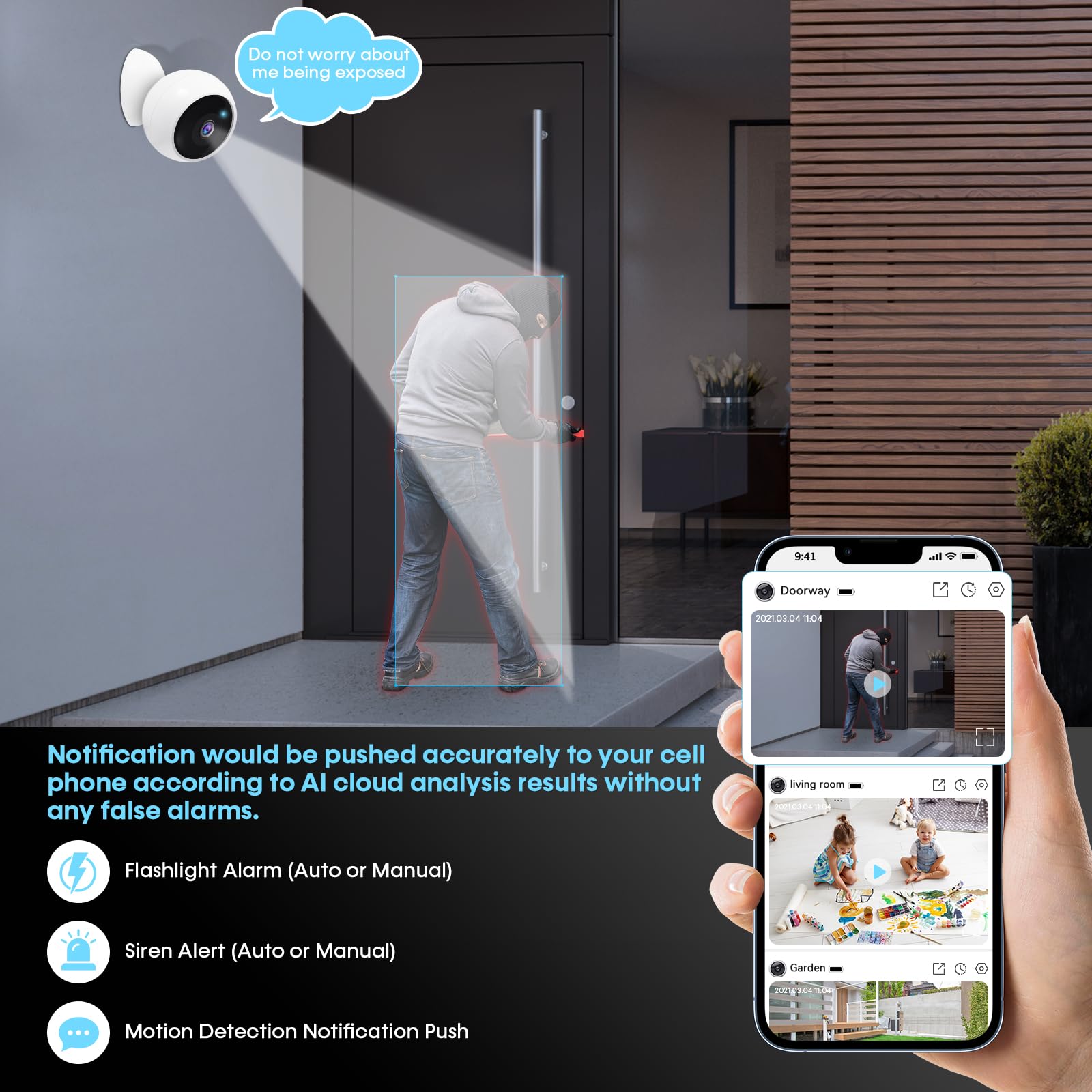 5MP 2K 磁気バッテリーセキュリティカメラ ワイヤレスW - Home Security No Wifi Needed のレビューと価格