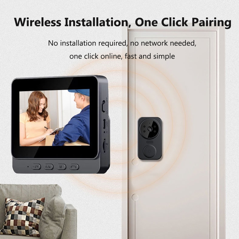 4.3 インチ WiFi ワイヤレスビデオドアベル双方向ビデ - Home Security Doorbell Camera のレビューと価格
