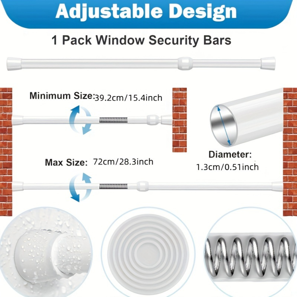 調節可能な金属製窓＆ドア安全バー – ゴム製の先端が付いた安 - Home Security Bars のレビューと価格