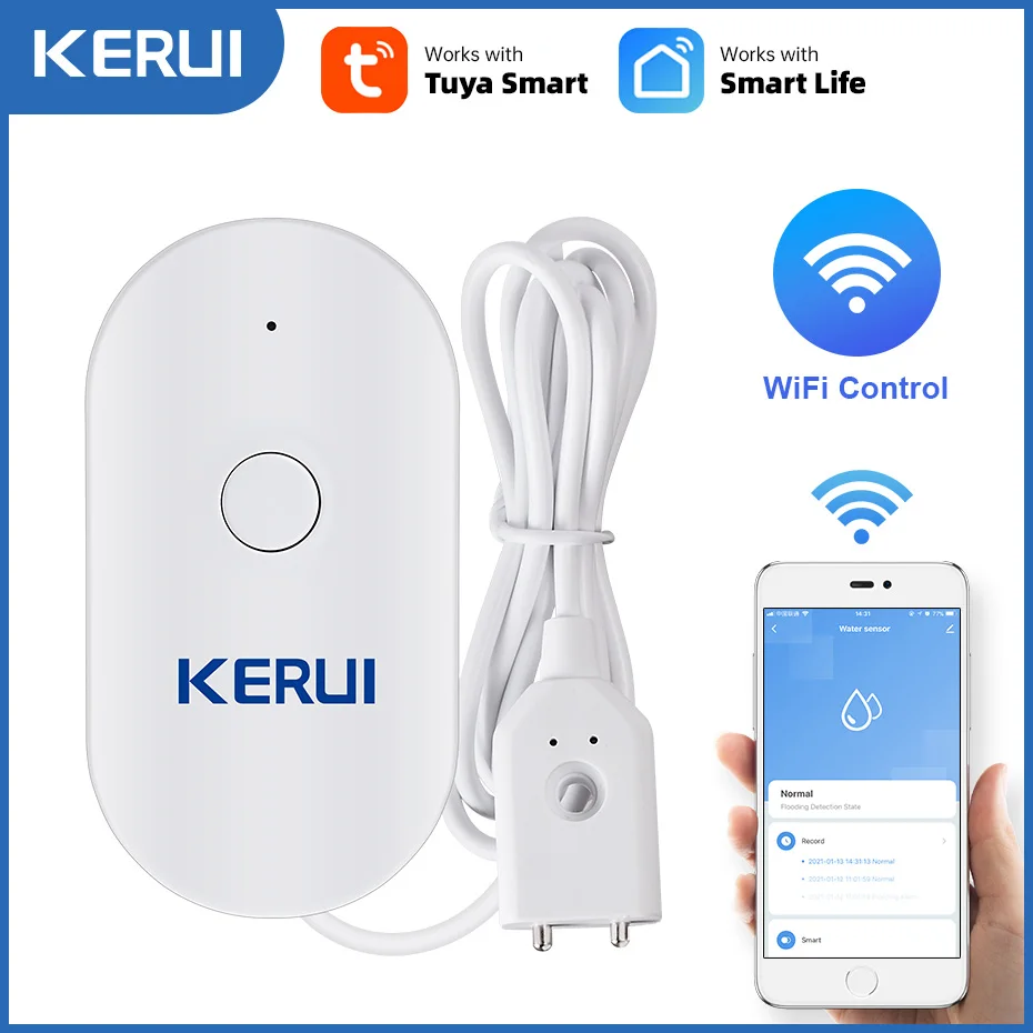 KERUI WiFi 水センサースマートホームキッチン水漏れ - Home Security With Monitoring のレビューと価格