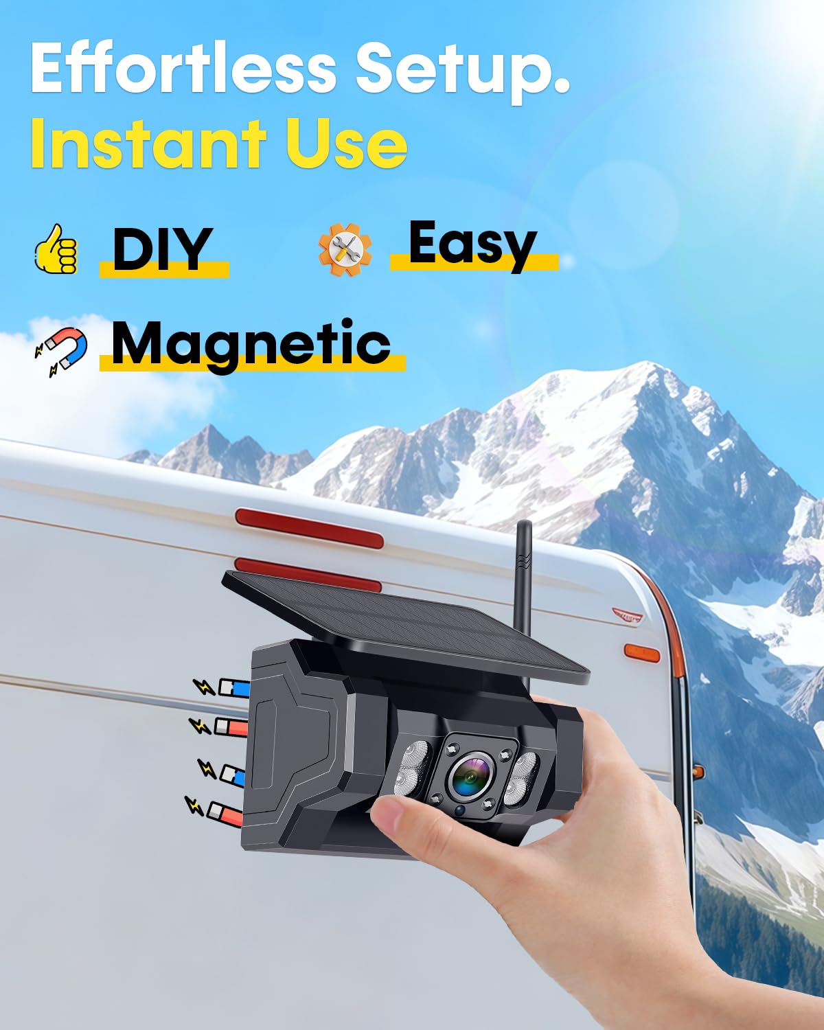 Airowオートデュアルワイヤレス防水RVバックアップカメラ - Camera Solar Wireless のレビューと価格
