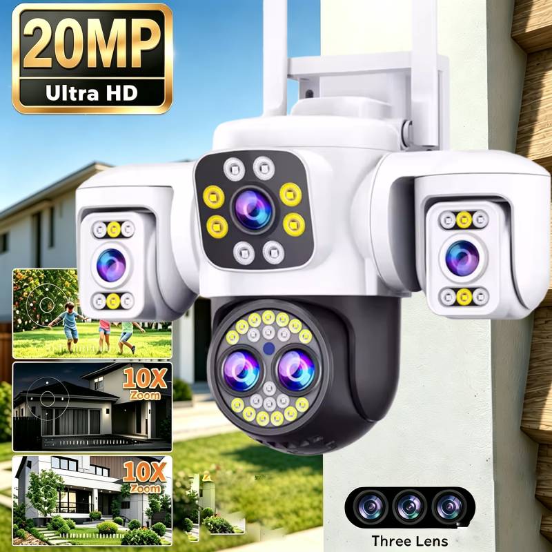 20MP 監視 Wifi カメラ 4 レンズ トリプルスクリ - Home Security Lidar のレビューと価格