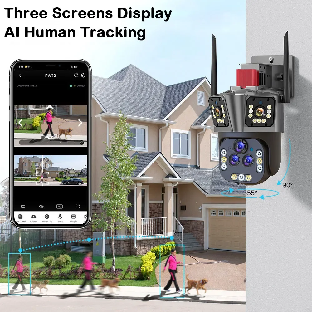 監視カメラ,wifi,5レンズ,20mp,20倍ズーム,自動 - Home Security Lidar のレビューと価格