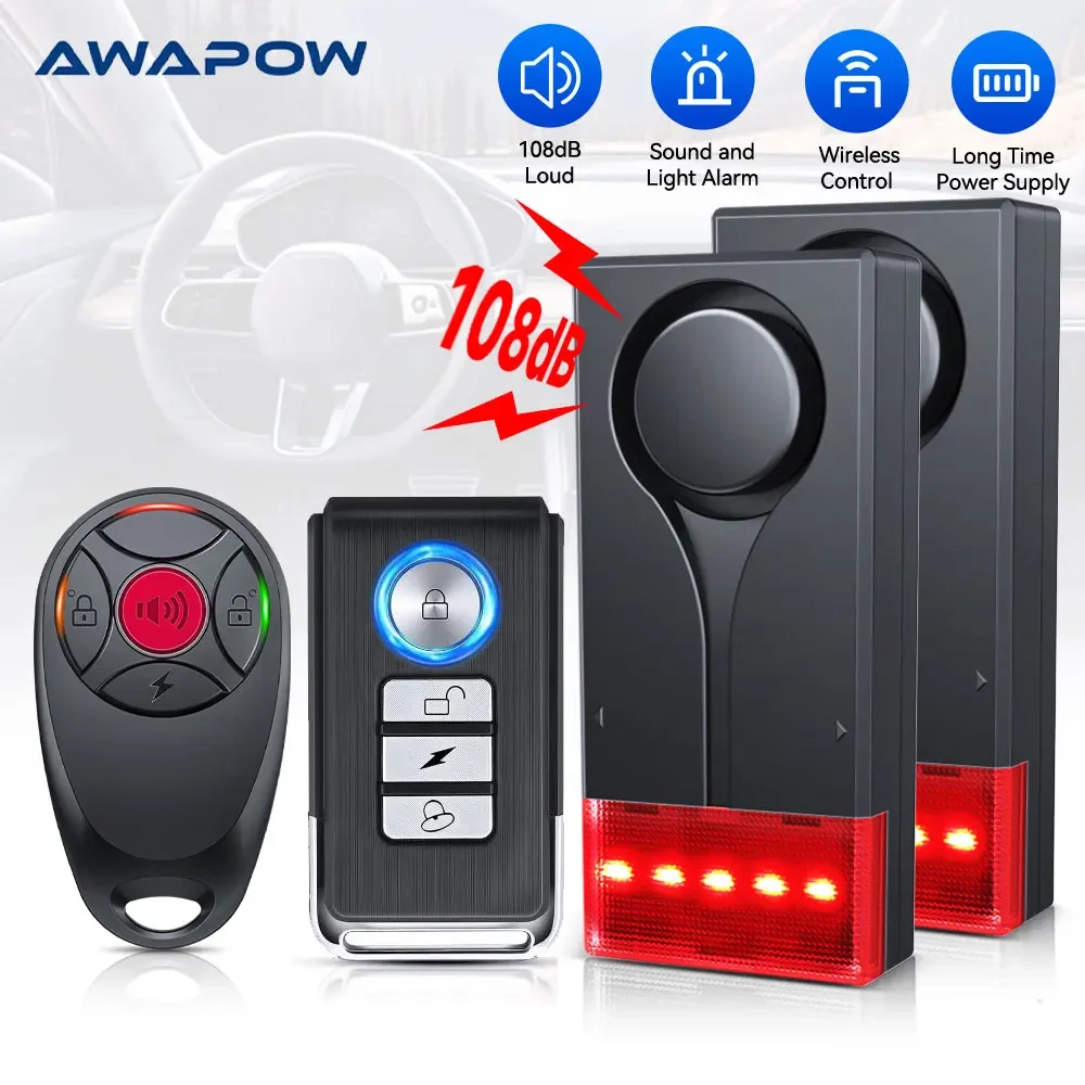 Awapow ワイヤレス車盗難防止振動アラーム 108dB  - Home Security System Installation のレビューと価格