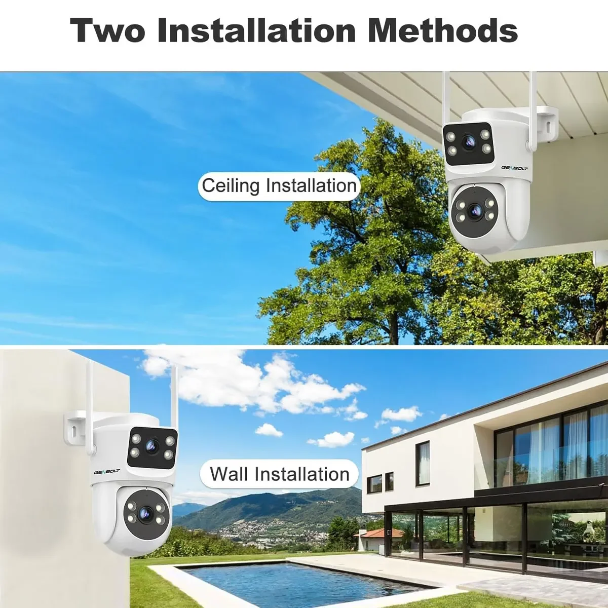 GENBOLT PTZ WiFi セキュリティカメラ屋外用、 - Home Security System Installation のレビューと価格