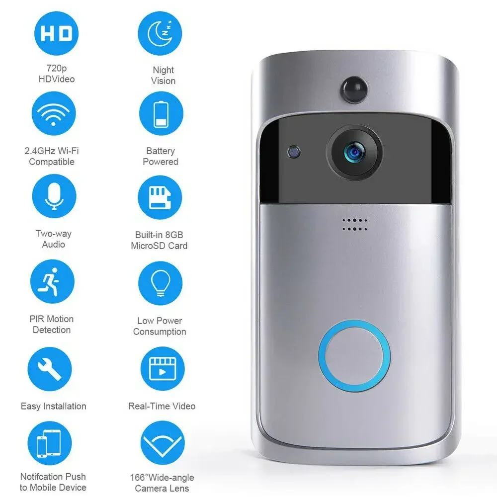 720P HD スマートホームワイヤレス WIFI ドアベル - Home Security Doorbell Camera のレビューと価格