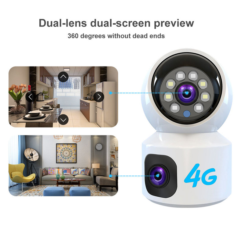 デュアルレンズ6MP HD WiFi 4G PTZカメラ 室 - Home Security Robots のレビューと価格