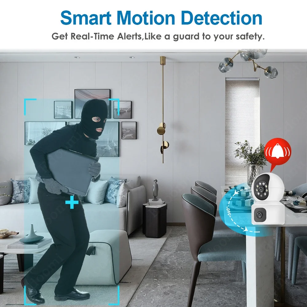 デュアルレンズ6MP HD WiFi 4G PTZカメラ 室 - Home Security Robots のレビューと価格