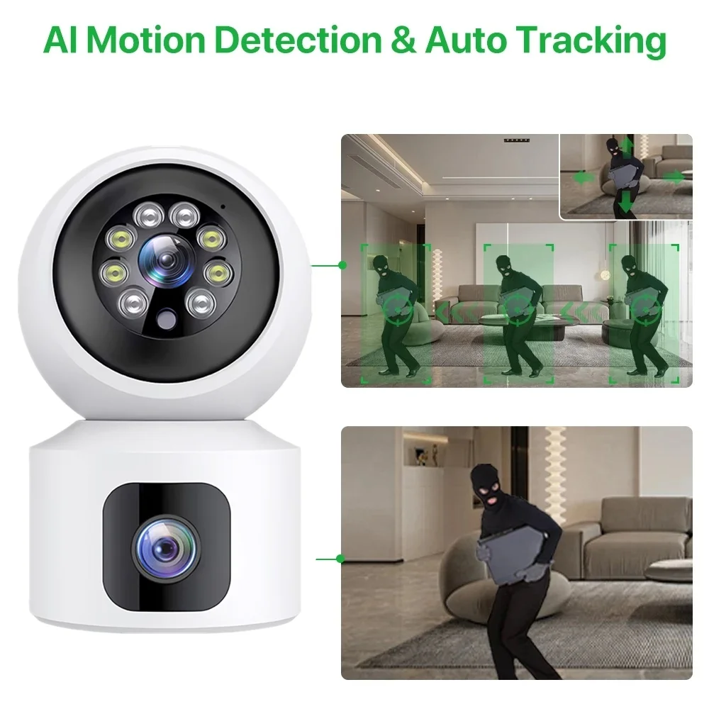 デュアルレンズ6MP HD WiFi 4G PTZカメラ 室 - Home Security Robots のレビューと価格