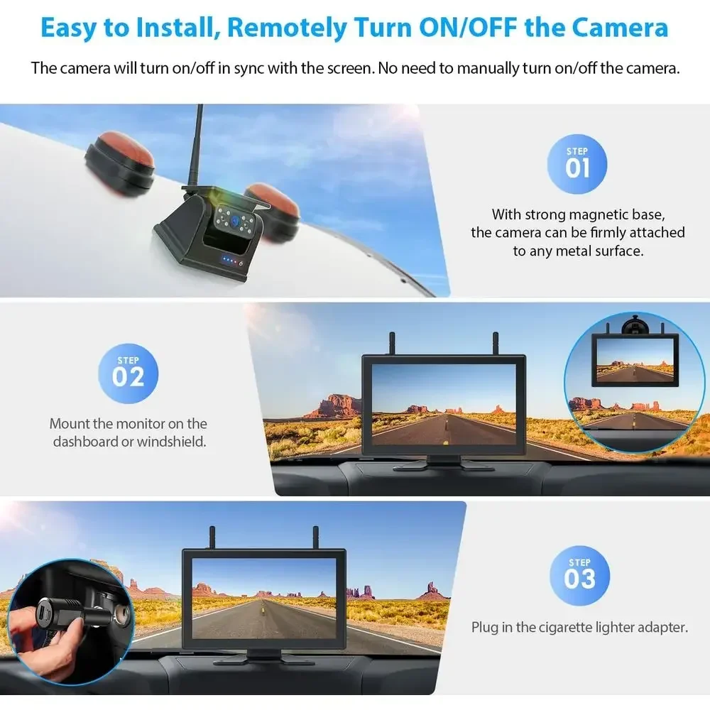 磁気式ソーラーワイヤレスバックアップカメラHD 1080P  - Camera Solar Wireless のレビューと価格