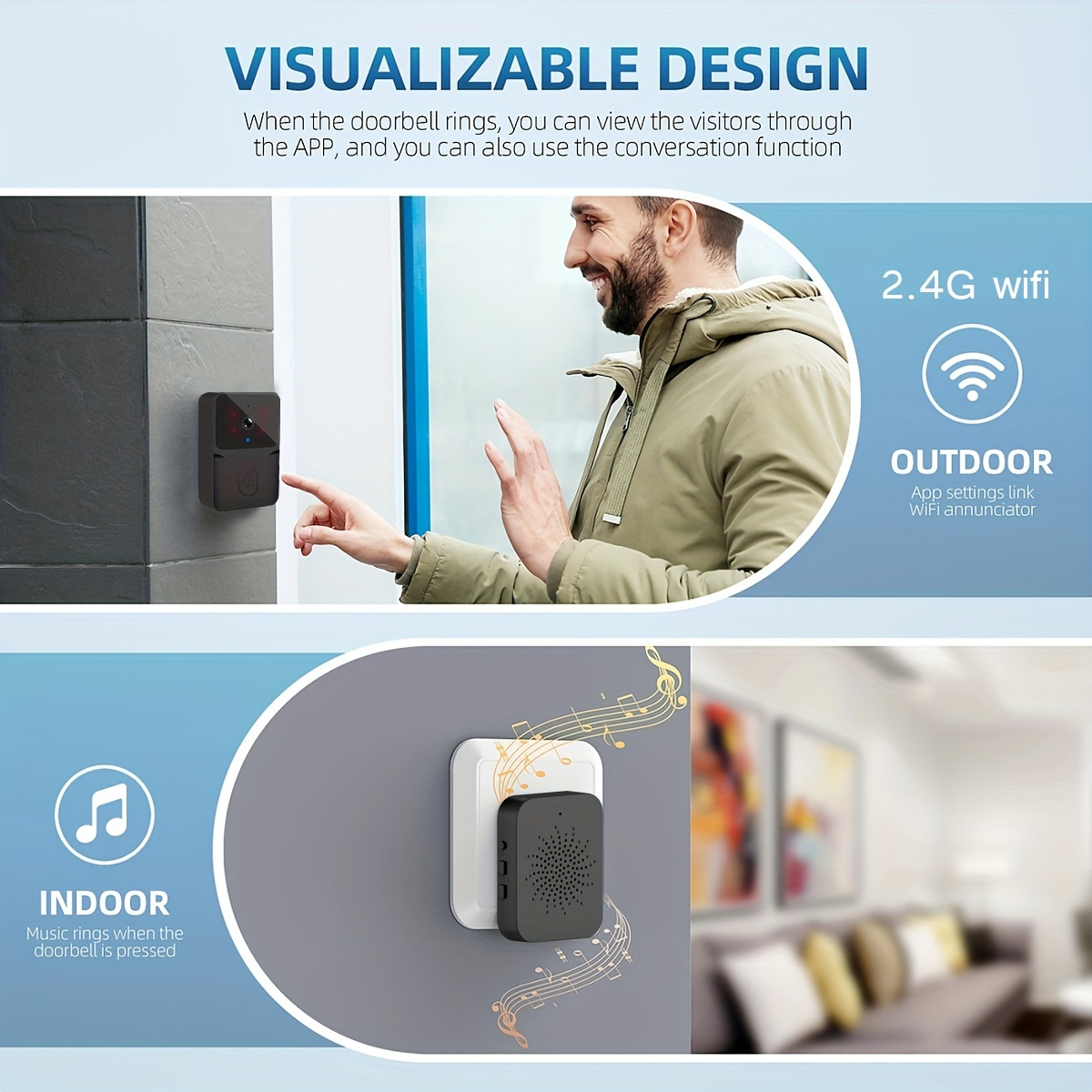 Tuya ワイヤレススマートビデオドアベル、2.4G WiF - Home Security Doorbell Camera のレビューと価格